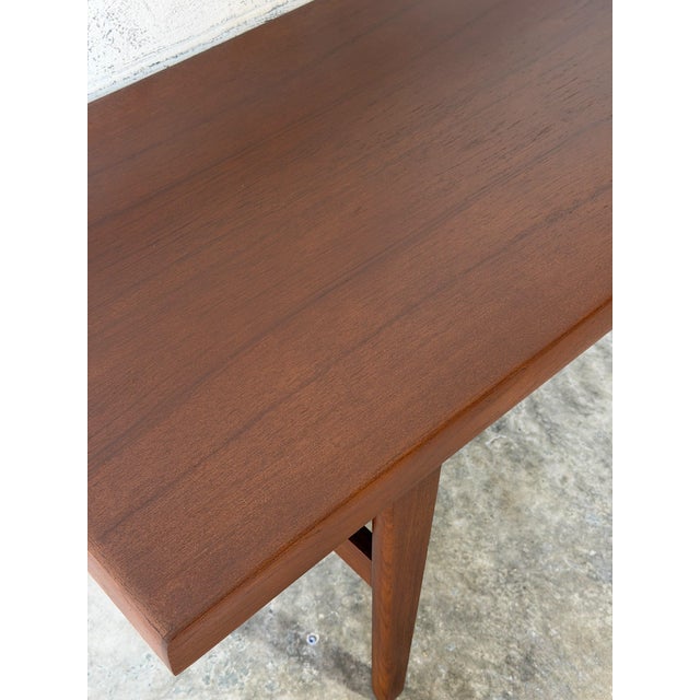 Long Danish Teak Rectangular Coffee Table With Built-in Magazine Shelf Mid-Century Modern 1960s For Sale In Los Angeles - Image 6 of 13
