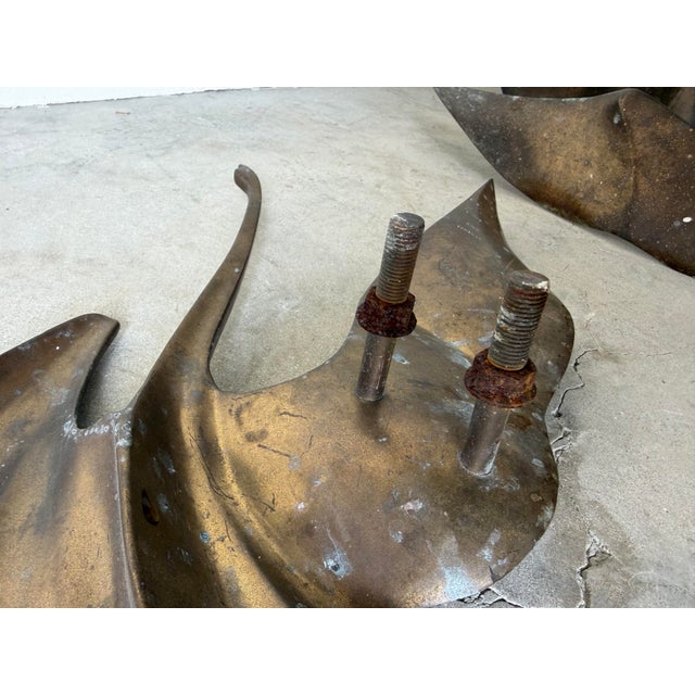 Brass Vintage Flying Birds Brass Outdoor Wall Sculptures – Set of 5 For Sale - Image 8 of 12