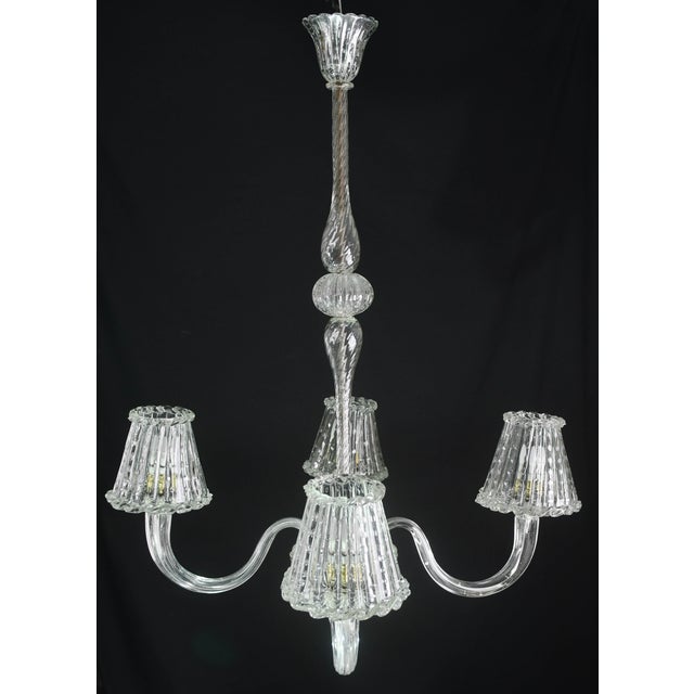 1950s Luxury Art Decò Barovier E Toso Chandelier, Murano "Bubble" Glass For Sale - Image 11 of 16