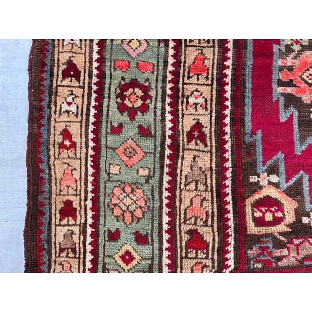 Textile Antique Caucasian Akstafa Hand-Knotted Wool Rug - 4'6" X 4'2" For Sale - Image 7 of 10