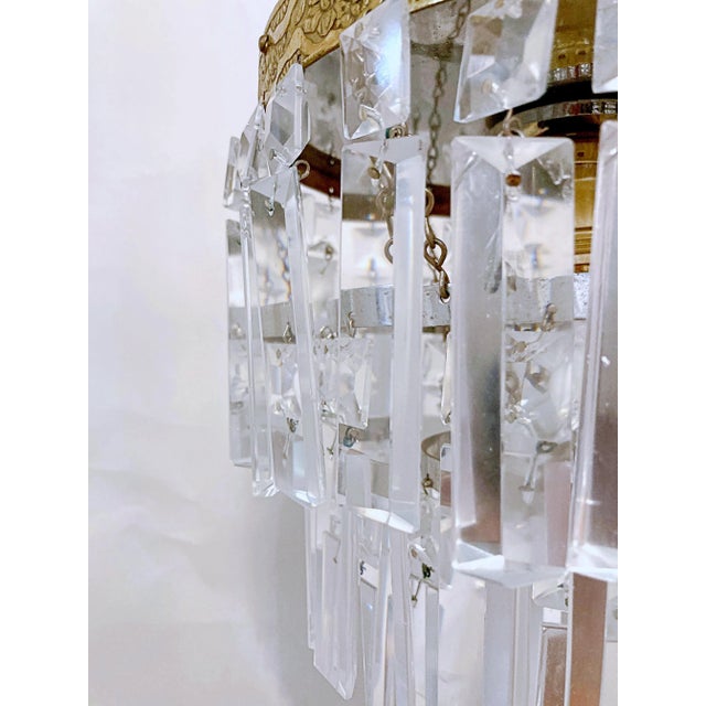 Metal Vintage Italian Upside Down Layered Cake Rim Chandelier For Sale - Image 7 of 11