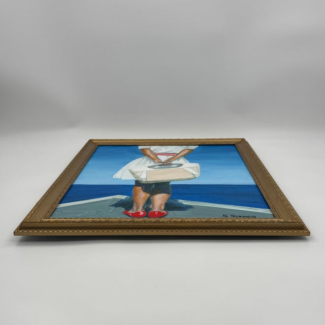 Original Figurative Painting Woman by the Sea - Signed “S. Norman” For Sale In Tampa - Image 6 of 10