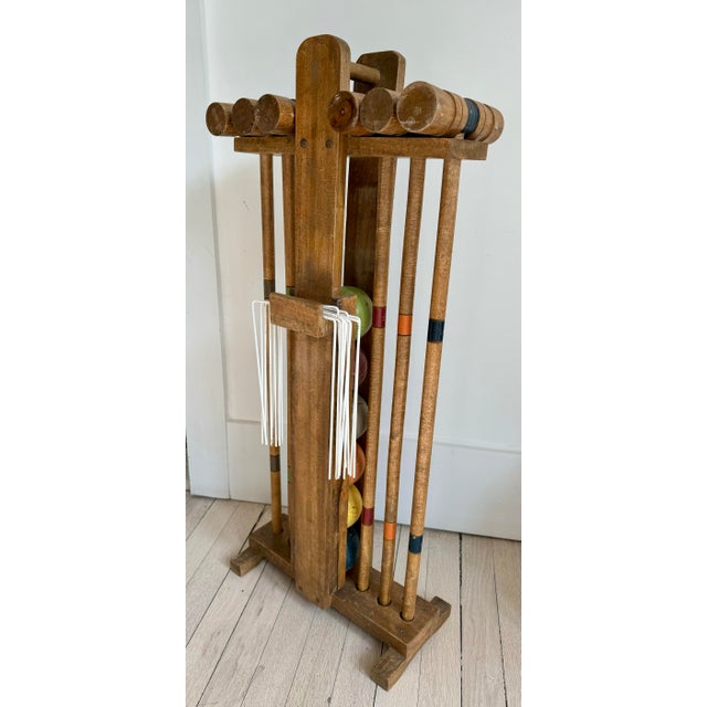 Vintage 1950s Croquet Set & Stand For Sale - Image 4 of 5