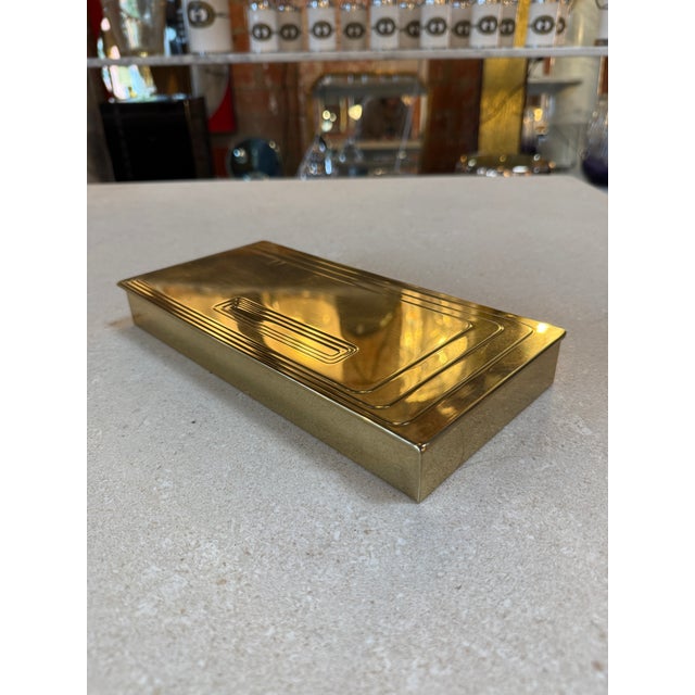 1970s Vintage Brass Rectangular Lidded Box For Sale - Image 5 of 11