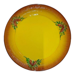 Vintage Majolica Pine Cone & Sunburst Plate