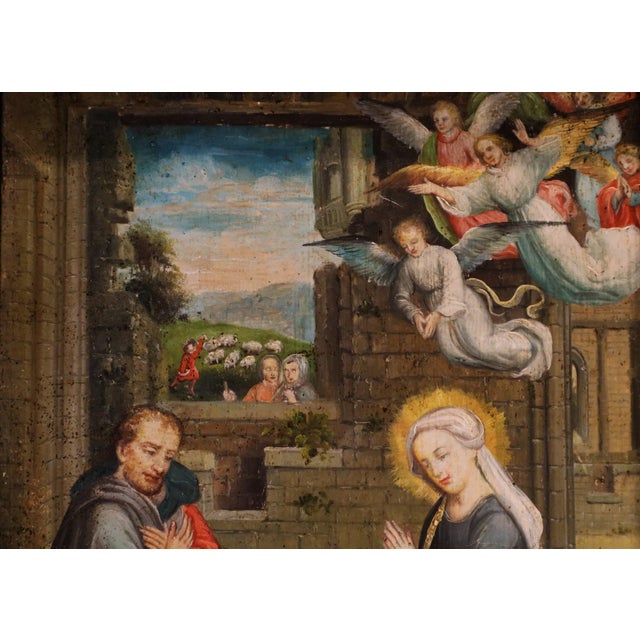 Follower of Gerard David, Nativity Scene, 1600, Oil Painting For Sale - Image 7 of 15