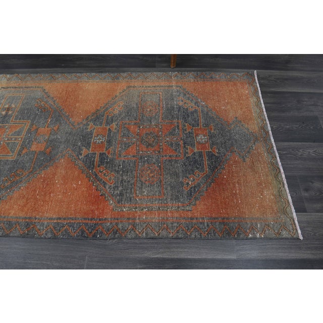 1970s Vintage Handmade Wool Cotton Orange Runner Rug For Sale - Image 10 of 11