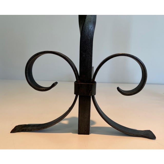 Black 1920s Wrought Iron Andirons - a Pair For Sale - Image 8 of 12