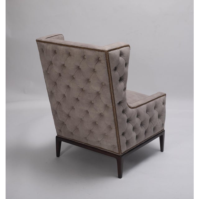 Lavender Birch Leather Wing Chair and Ottoman For Sale In Houston - Image 6 of 15