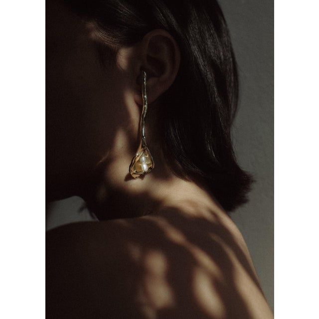 Contemporary Calla Lily Earrings 14k, A Pair For Sale - Image 3 of 3