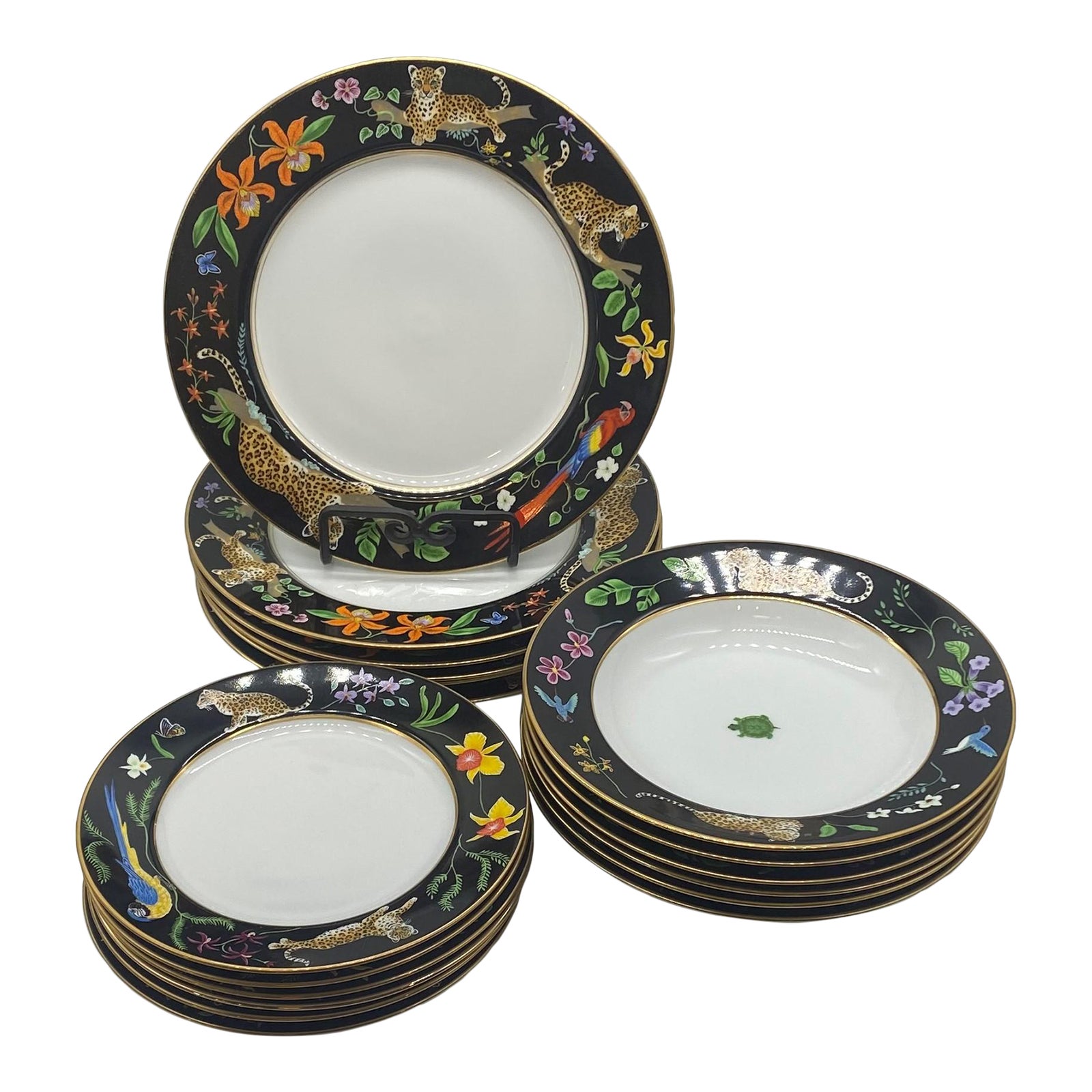 1980s Lynn Chase Jaguar Jungle Dinnerware Set 18 Pieces Chairish