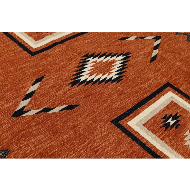 Burnt Orange Handmade Modern Navajo Style Wool Rug - Terracotta & Earth Tones - 9x12 For Sale - Image 8 of 11
