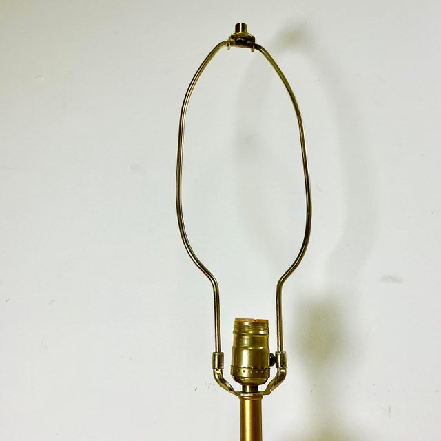 Saffron 1950s Vintage Italian Venetian Swirled Opaline Glass Table Lamp With Gold Florentine Base. After Galliano Ferro For Sale - Image 8 of 14