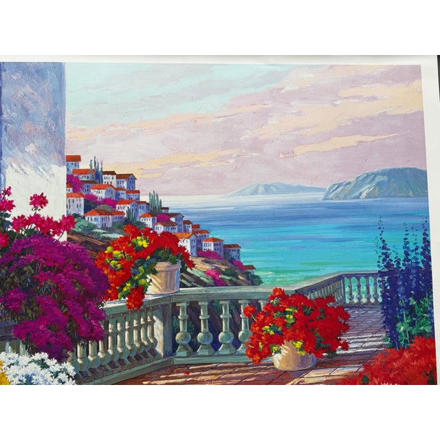 Mediterranean Art Print "Mediterranean Morning Mist" Mikki Senkarik 26 1/2" X 32" 1996 Open Ed For Sale - Image 3 of 8