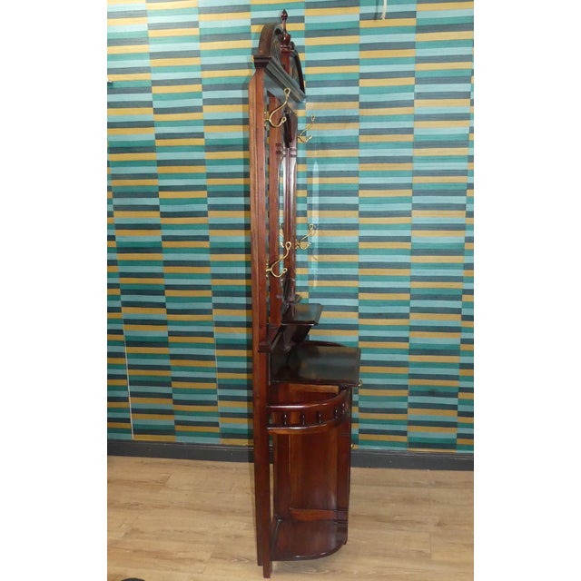 Antique Art Nouveau Mahogany Wardrobe with Beveled Mirror, Chest of Drawers, and Umbrella Stand, 1920s For Sale - Image 15 of 18