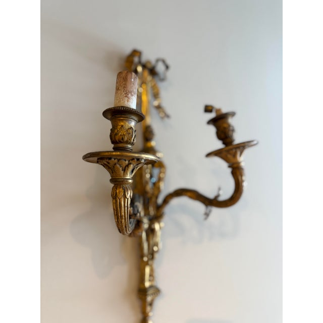 1900s Pair of Gilded Iron French Sconces For Sale - Image 4 of 9