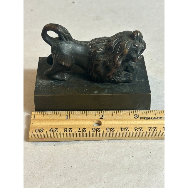Antique 19th Century French Inkwell Top Lid Lion Dog Bronze Figurine For Sale - Image 11 of 12