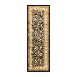 Mogul, One-of-a-Kind Hand-Knotted Area Rug in Black, 2' 7" x 7' 9" For Sale