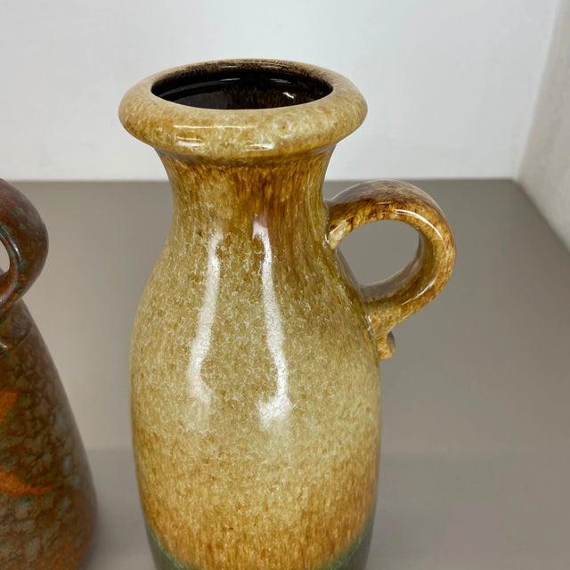 Brown German Multi-Color Pottery Fat Lava Vases from Scheurich, 1970s, Set of 2 For Sale - Image 8 of 18