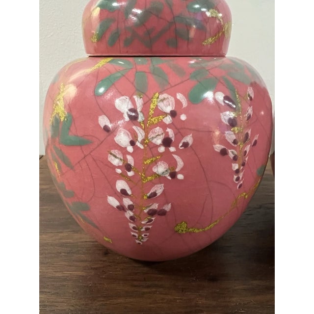 1990s Vintage Chinese Porcelain Hand Painted Ginger Jars With Lid-Set of 2 For Sale - Image 5 of 7