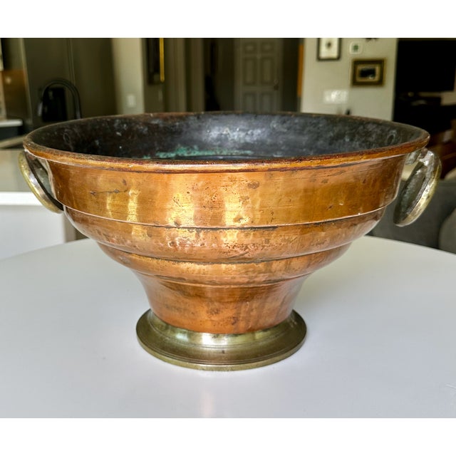 French Antique Copper & Brass Champagne Cooler or Planter For Sale - Image 11 of 18