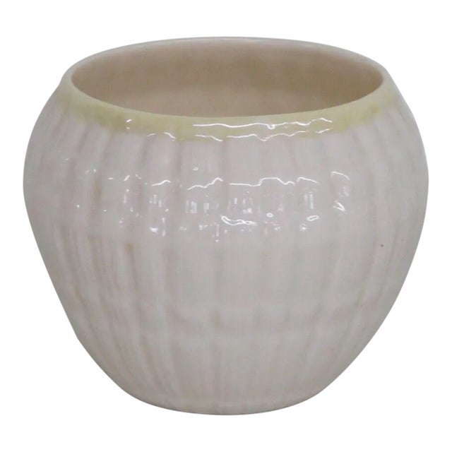 Belleek Ireland Porcelain Limpet Pattern White Yellow Luster Sugar Bowl For Sale
