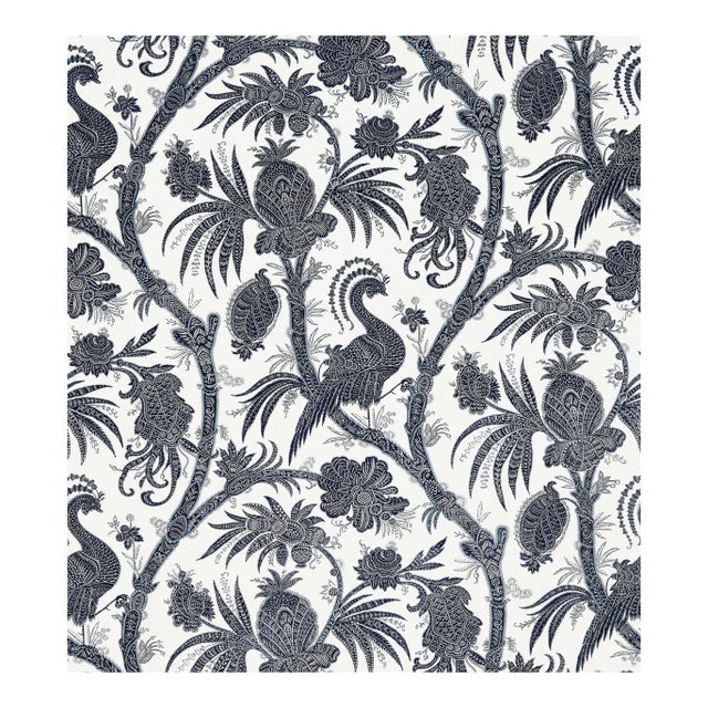 Sample - The House of Scalamandré Balinese Peacock Wallcovering, Indigo For Sale