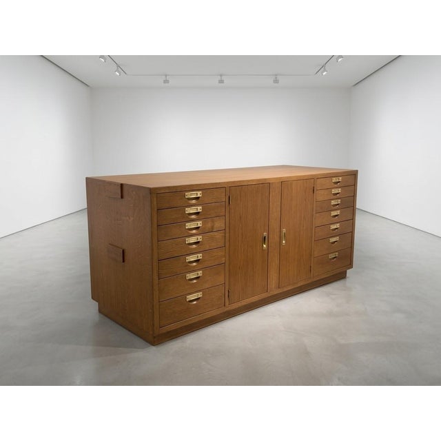 Mid-Century Modern French Industrial Workshop Counter, 1950s, in Very Good conditions. Designed 1950 to 1959 This piece...