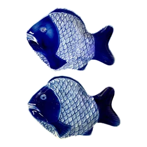 Early 20th Century Meiji Period Fukagawa Blue & White Fish Plates