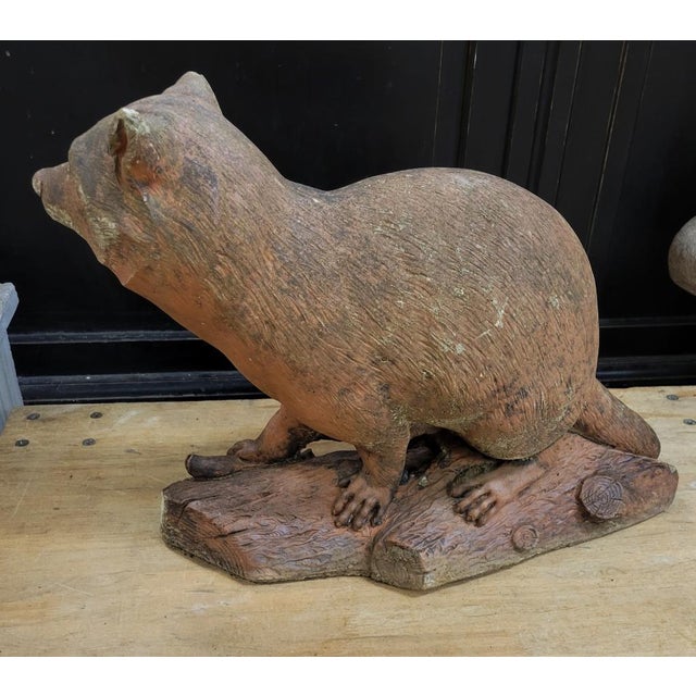 1940s LifeSize Concrete Raccoon Garden Statue Chairish