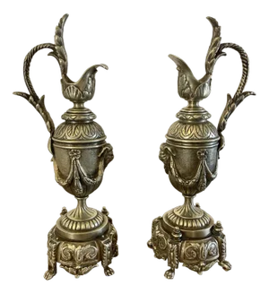 Victorian Ornate Brass Ewers, 1860s, Set of 2
