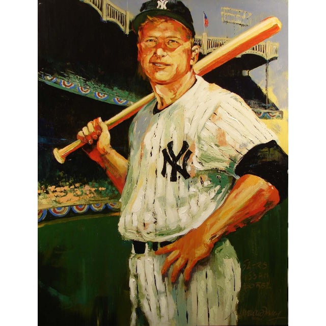 Impressionist Malcolm Farley Mickey Mantle Triple Crown Signed Gallery Framed Art For Sale - Image 3 of 7