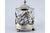 Silver Bonbon Box with a Cut Glass Core and Relief with Flowers and Plant Motifs and Supported by Three Round Feet., in...