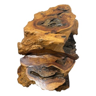 Early 20th Century Large Sculptural Natural Root Wood Pedestal / Accent Table, 34” For Sale