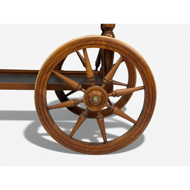 Swedish Modern, Rolling Bar Cart, Wood, Brass, Sweden, 1970s For Sale - Image 11 of 14