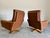Wood Mid Century Caramel Leather and Beech Swivel Chairs, Baseball Glove Stitching, 2 Pieces For Sale - Image 7 of 10