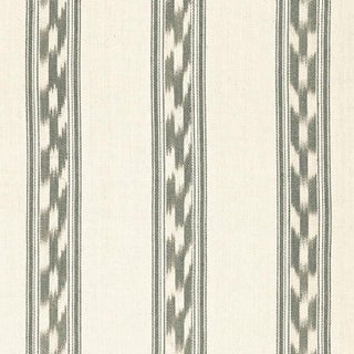 Sample - Schumacher Mojave Ikat Stripe Fabric in Slate For Sale