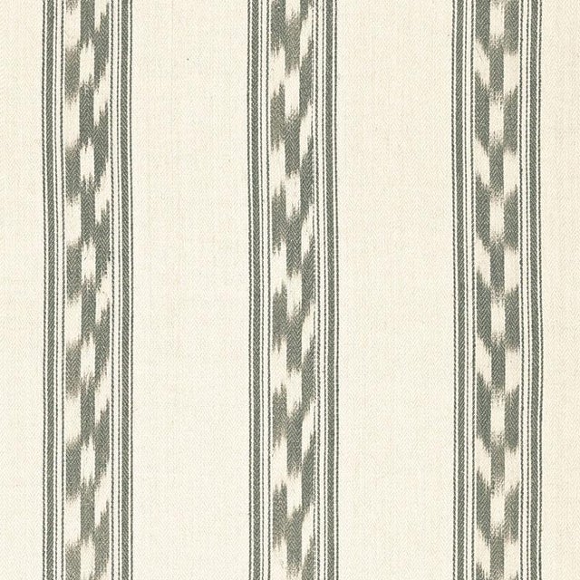 Sample - Schumacher Mojave Ikat Stripe Fabric in Slate For Sale