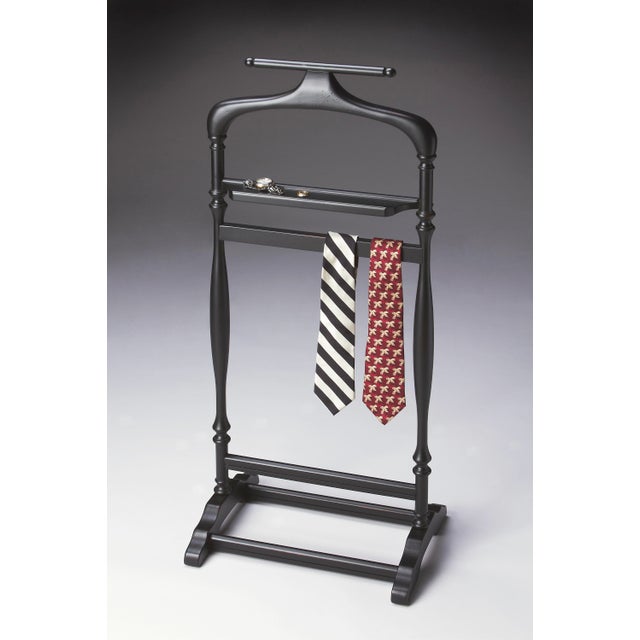 Traditional Judson 18 in. W x 39.25 in. H Rectangular Wood Traditional Valet Stand, Black Licorice For Sale - Image 3 of 4