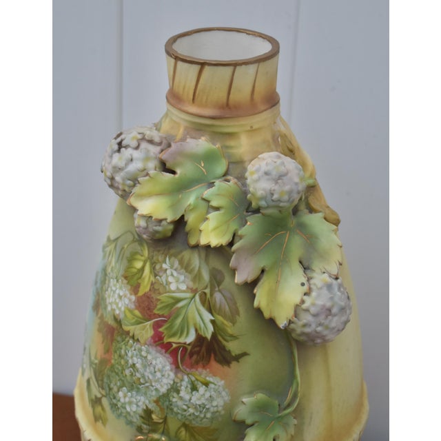 Art Nouveau Robert Hanke Porcelain Vase Antique Austria Art Nouveau 3d Floral Encrusted For Sale - Image 3 of 18