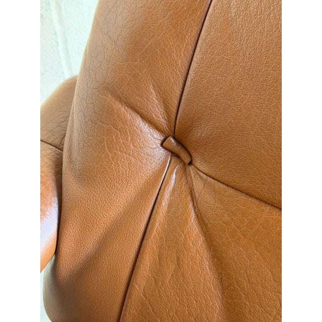 Pair of Brown Leather Swivel Lounge Chairs Danish Mid-Century Modern 1970s For Sale - Image 10 of 13
