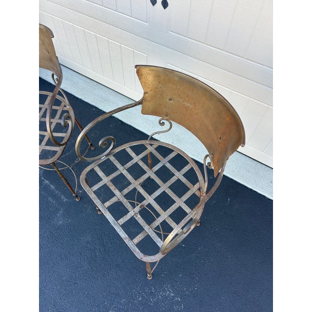 1950s Vintage Metal Scroll Armchairs, Pair For Sale - Image 5 of 8