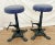 Gorgeous, Vintage cast iron Bar stools Barley Twist footrest swivel seat set of two, 26" x 16' X 16". Very Good structural...