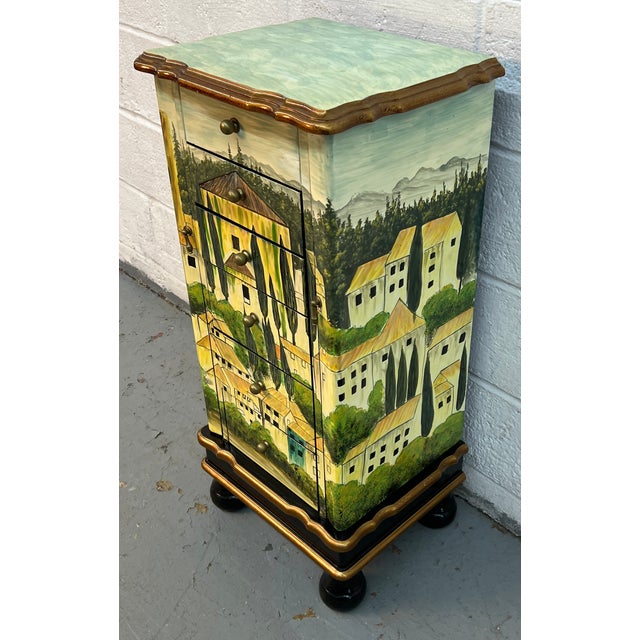 Tuscan Vintage Hand-Painted Tuscan-Style Jewelry Tower Cabinet For Sale - Image 3 of 14