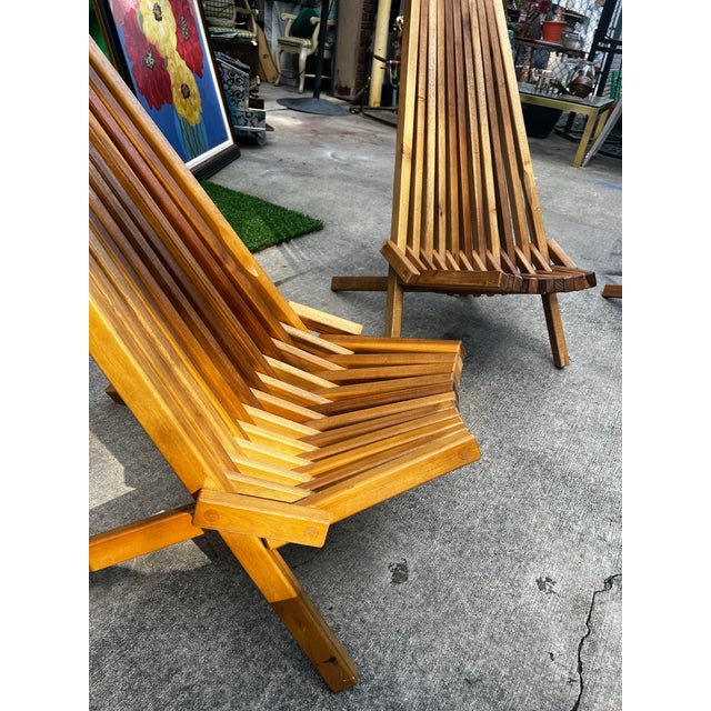 1970s Collection of Vintage Wooden Foldable Low Chairs For Sale - Image 5 of 11