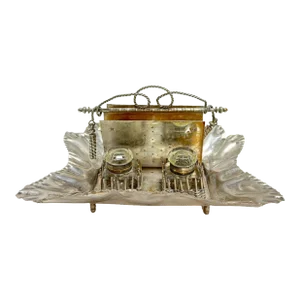 Late 1800's Double Ink Well & Letter Holder- From Agne's Moorehead Estate