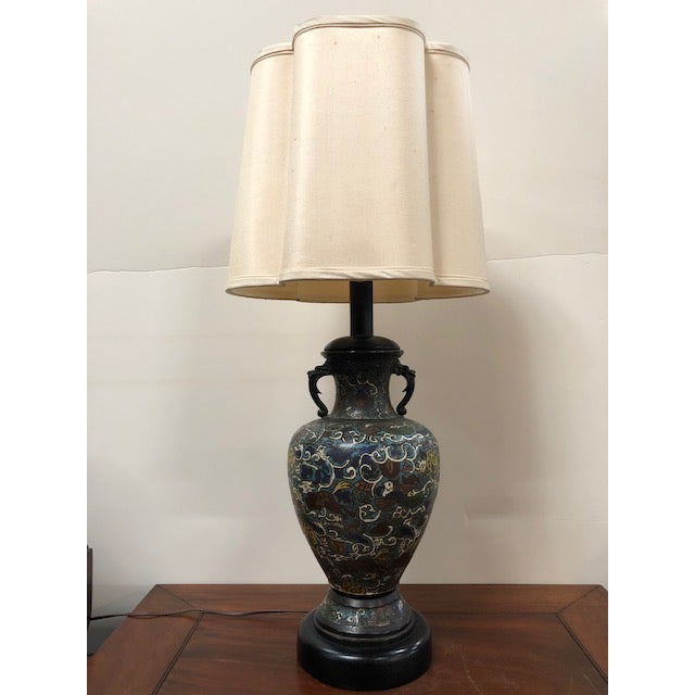 1920s Chinese Cloisonné Lamp With Custom Silk Shade Chairish