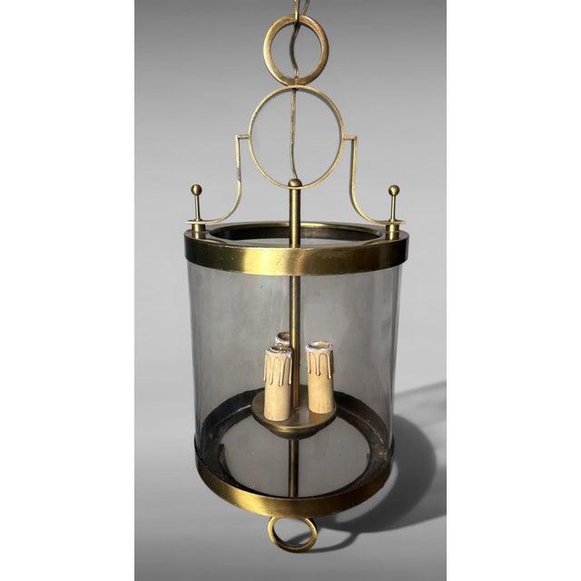 Mid 20th Century Neoclassical French Brass and Blown Glass Lantern For Sale - Image 6 of 18