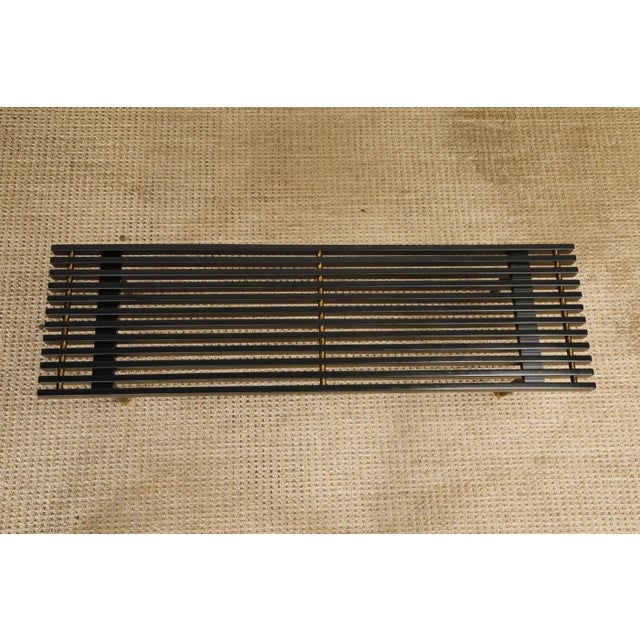 Wood Mid-Century Modern Slatted Wood Bench or Table W Brass Sabots, Refinished, 1960s For Sale - Image 7 of 15