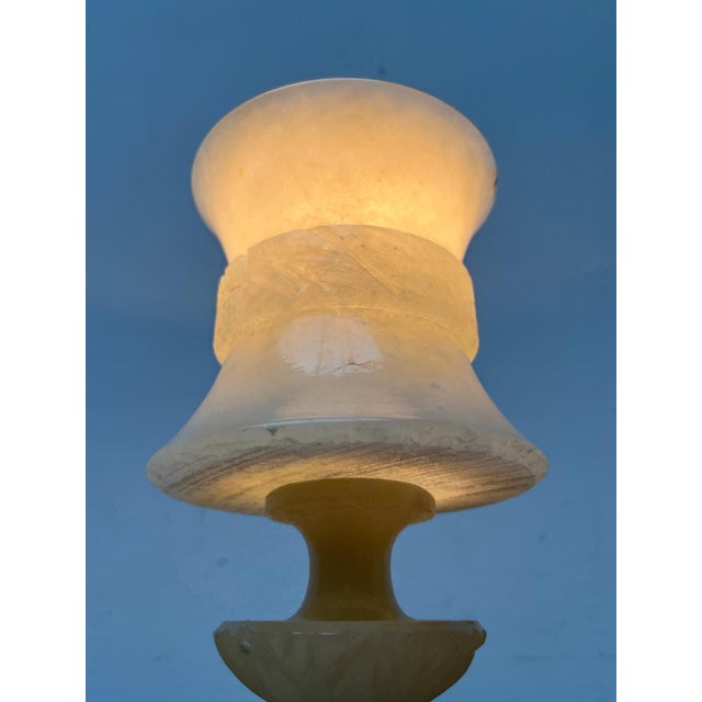 Vintage French Hollywood Regency Style Alabaster Table Lamps, Set of 2 For Sale - Image 6 of 18